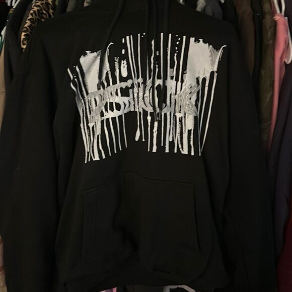 Y2K Double Layered Black Graphic Hoodie - Picture 2 of 4